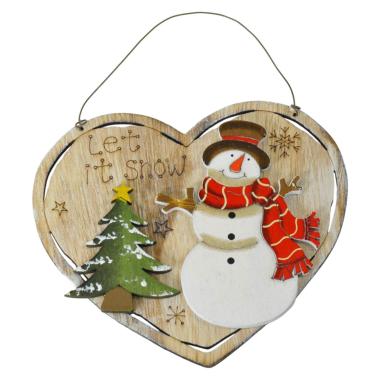 Decorazione natalizia cuore legno natale scritta 13 x 12 cm