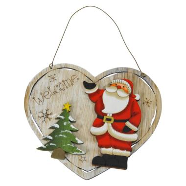 Decorazione natalizia cuore legno natale scritta 13 x 12 cm