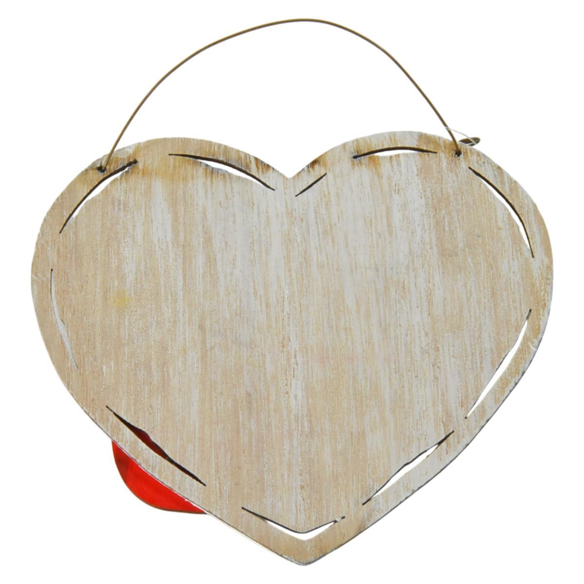 Decorazione natalizia cuore legno natale scritta 13 x 12 cm