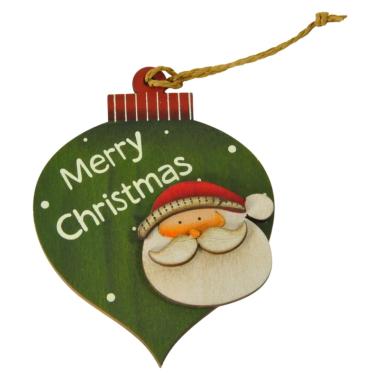 Decorazione natalizia sfera legno natale babbo 9 x 12 cm