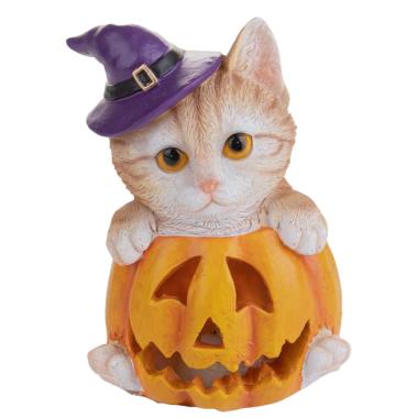 Zucca resina gatto luce led