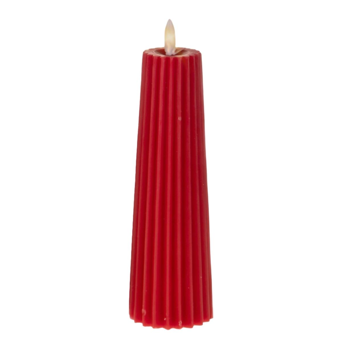 Candela cilindro rossa rigata fiamma