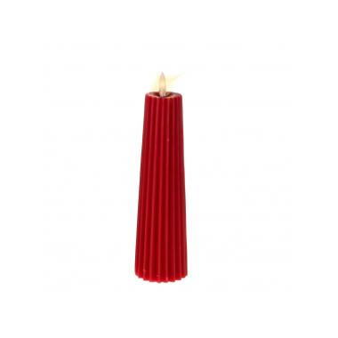 Candela cilindro rossa rigata fiamma