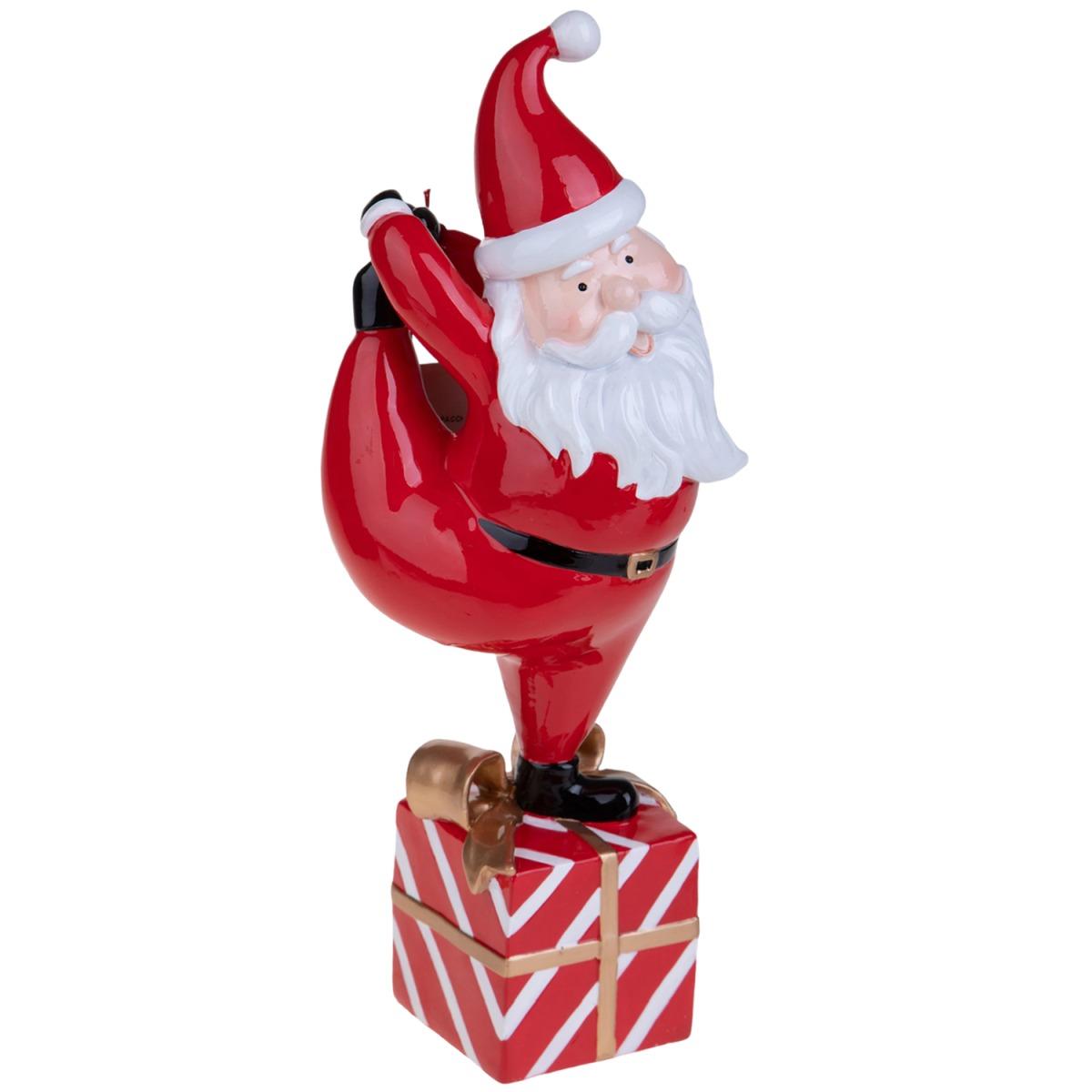 Babbo natale resina yoga su pacco regalo 35 cm