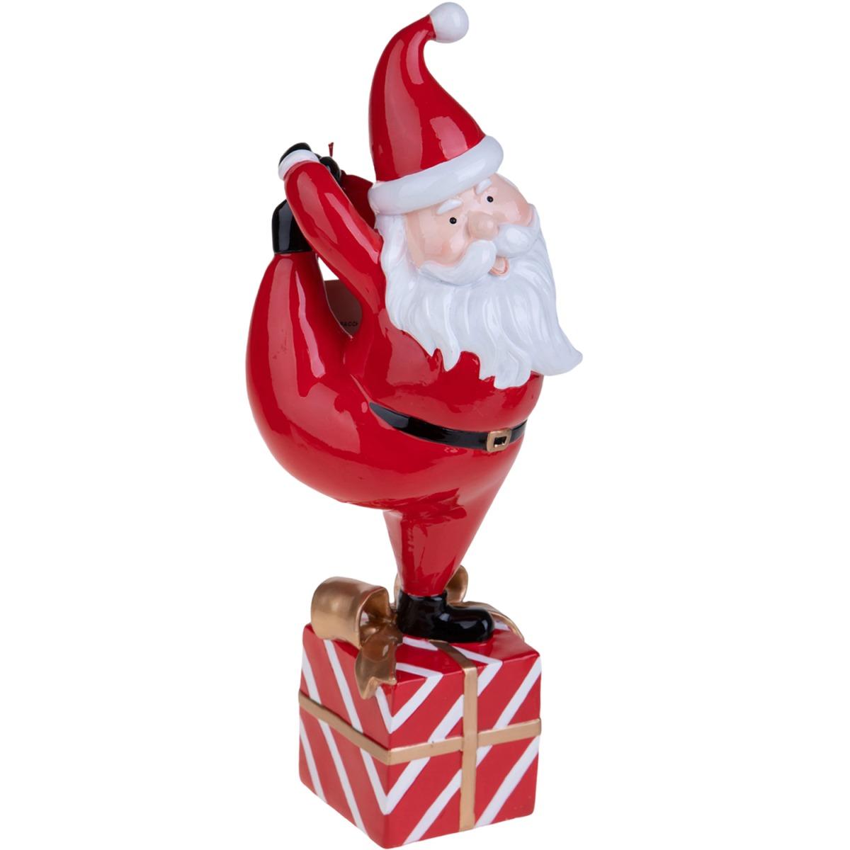 Babbo natale resina yoga su pacco regalo 35 cm