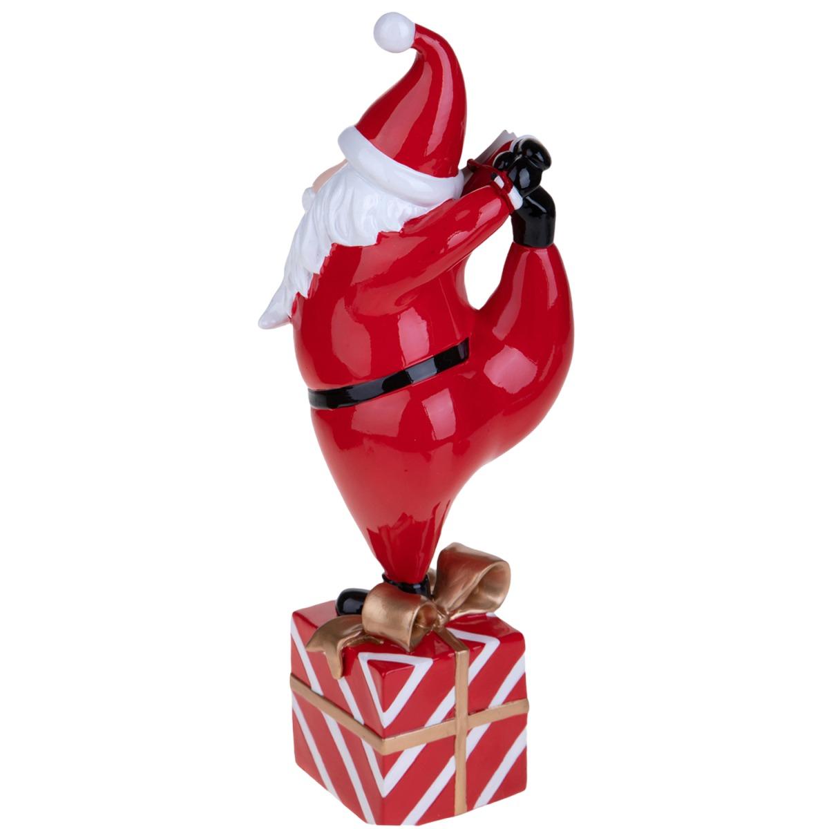 Babbo natale resina yoga su pacco regalo 35 cm