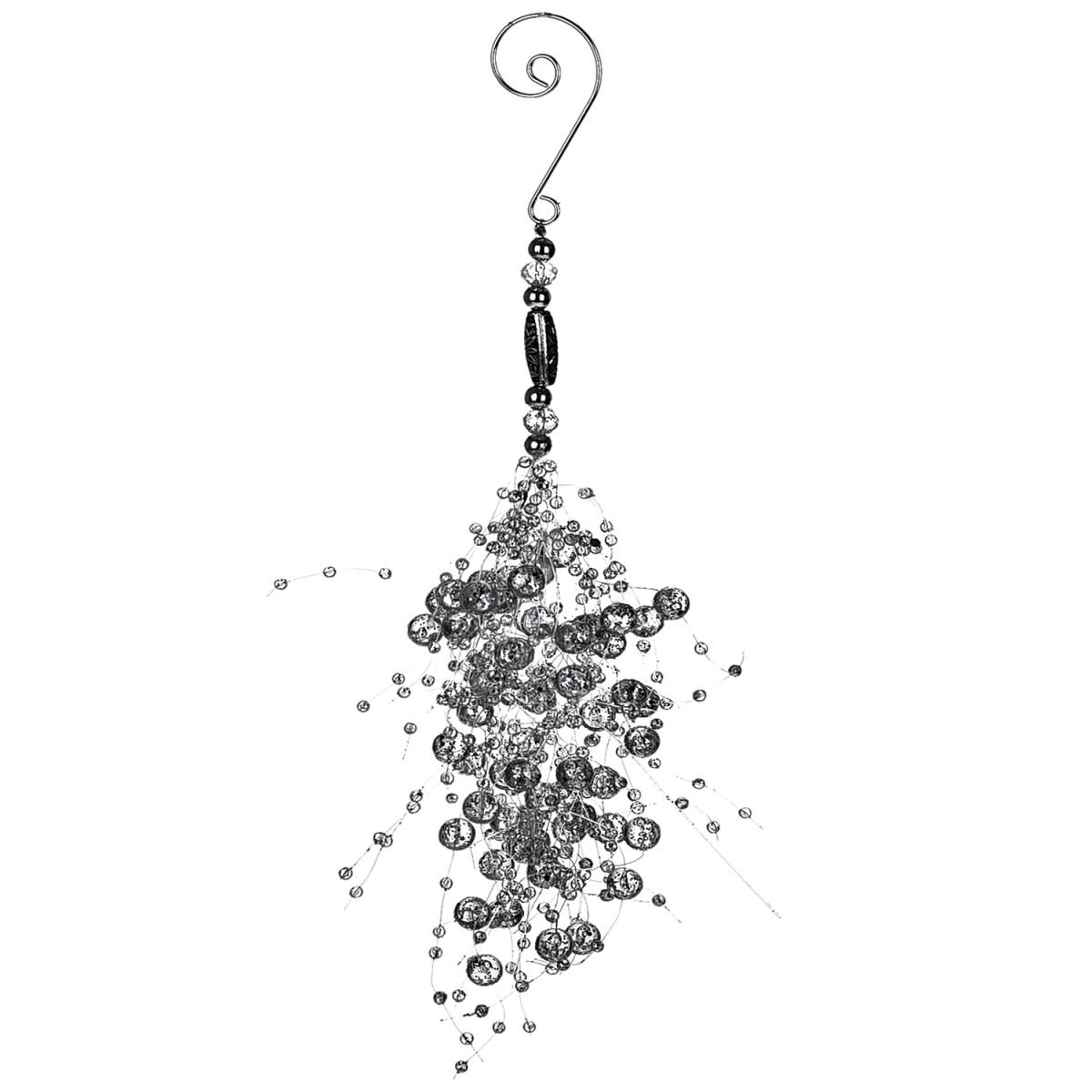 Decorazione natalizia grappolo bacche argento 20 cm