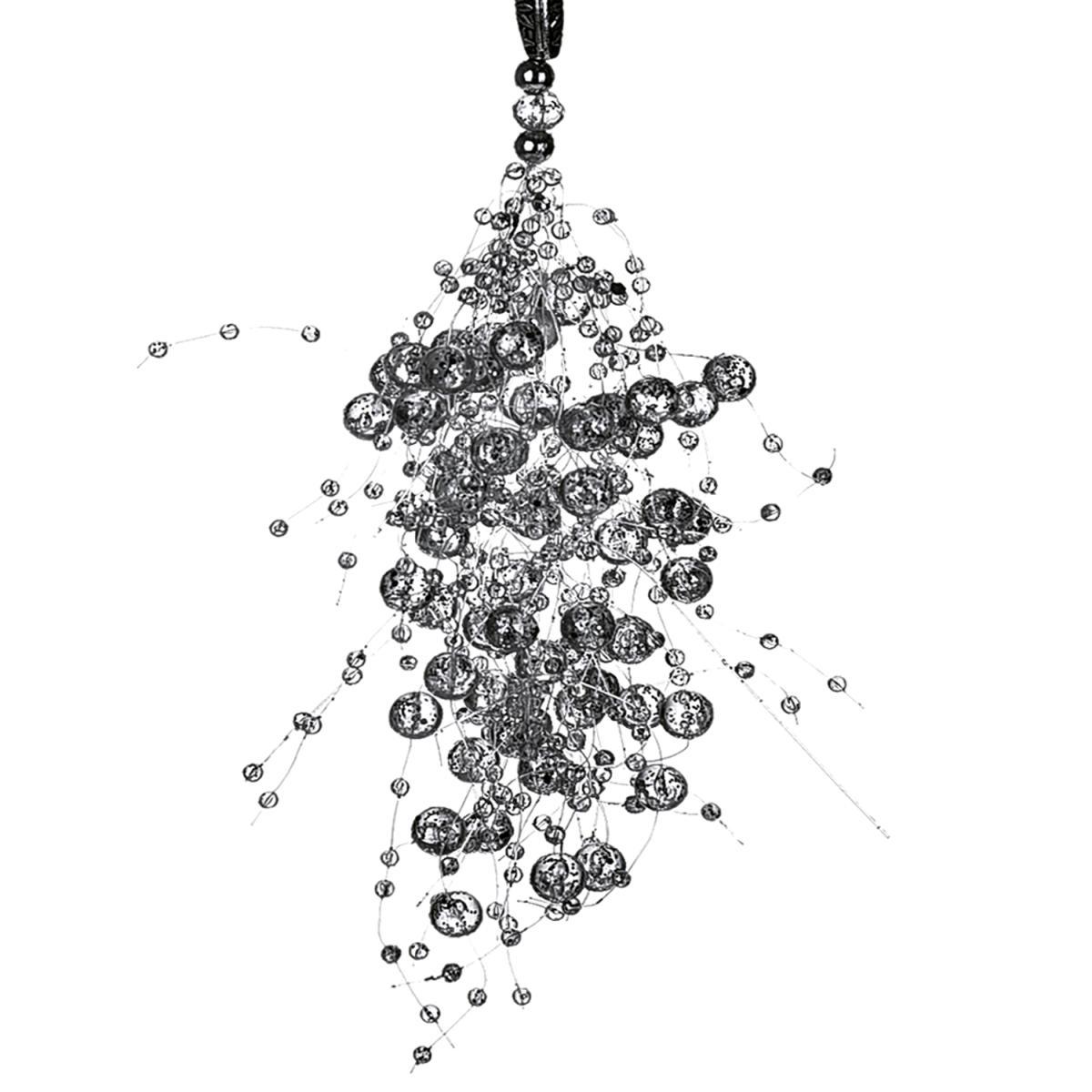 Decorazione natalizia grappolo bacche argento 20 cm