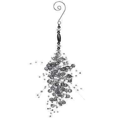 Decorazione natalizia grappolo bacche argento 20 cm