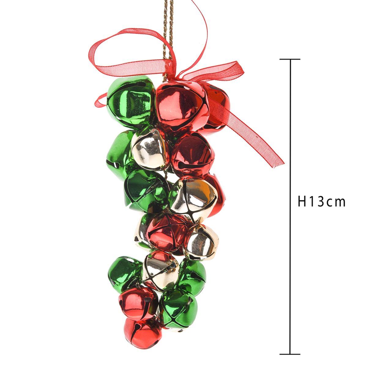 Decorazione natalizia campanelle grappolo multicolor 13 cm