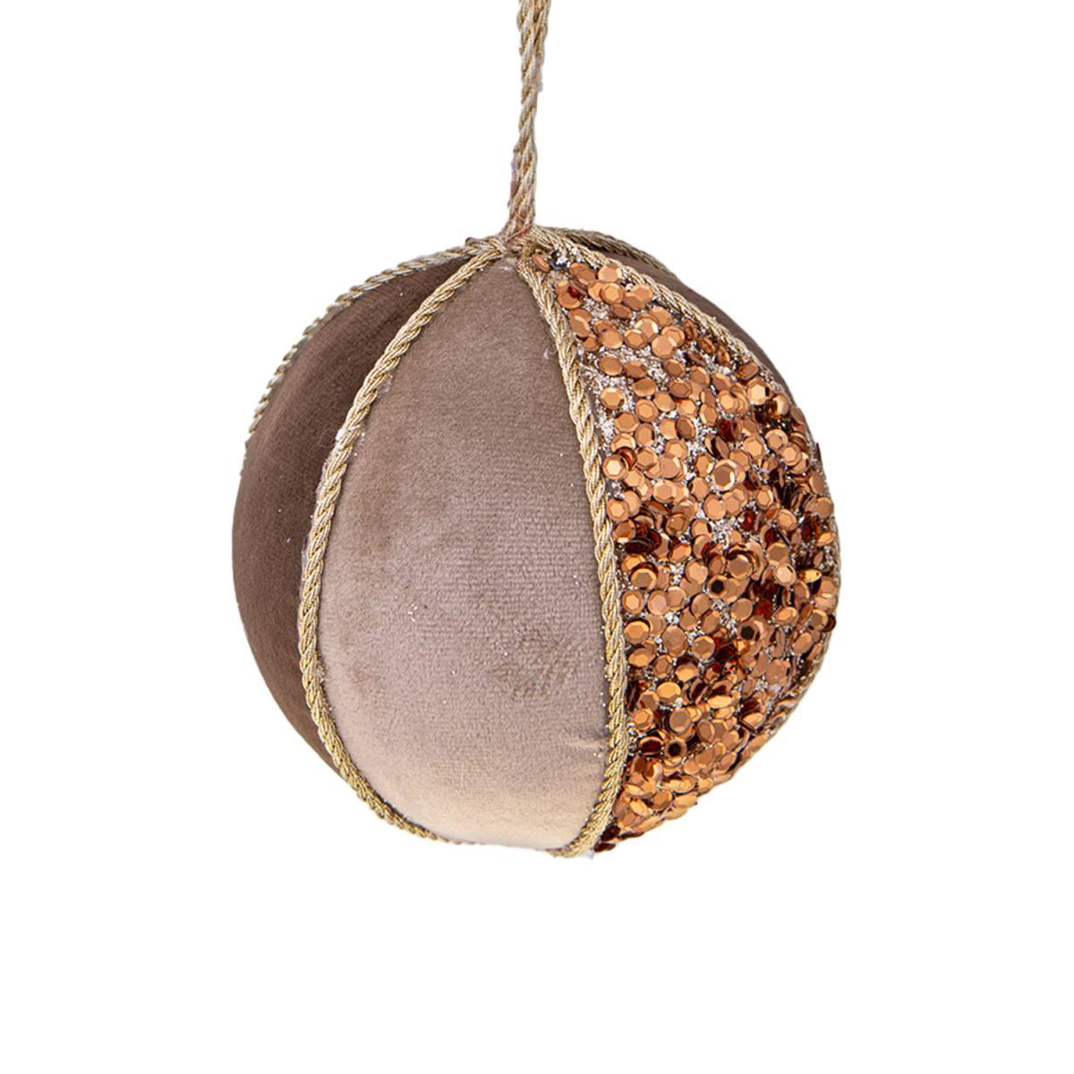 Pallina natalizia in tessuto marrone bronzo Ø 12 cm