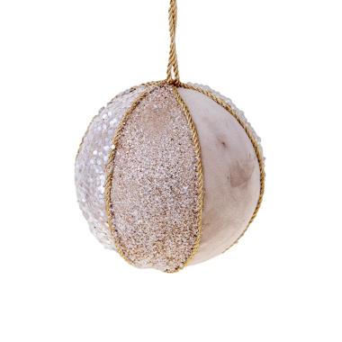 Pallina natalizia in tessuto beige Ø 12 cm