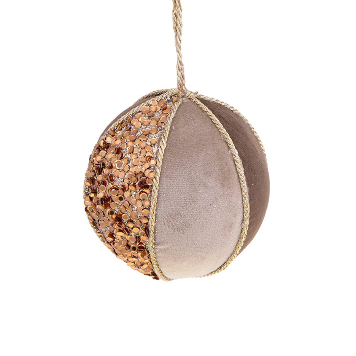 Pallina natalizia in tessuto beige Ø 10 cm