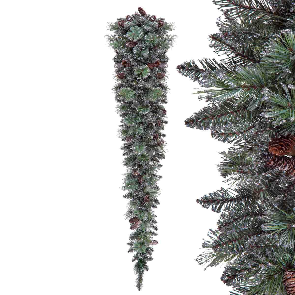 Ghirlanda natalizia verde argentata pigne 150 cm