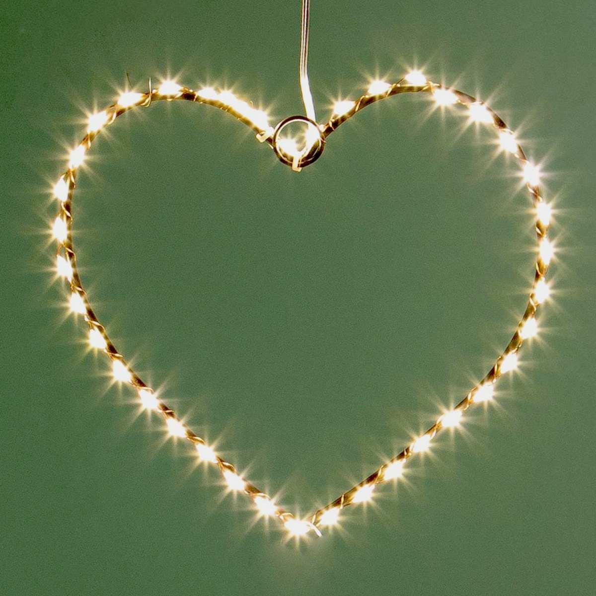 Luci di natale esterno 40 led cuore bianco caldo Ø 20 cm
