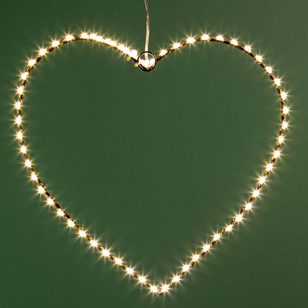 Luci di natale esterno 60 led cuore bianco caldo Ø 30 cm