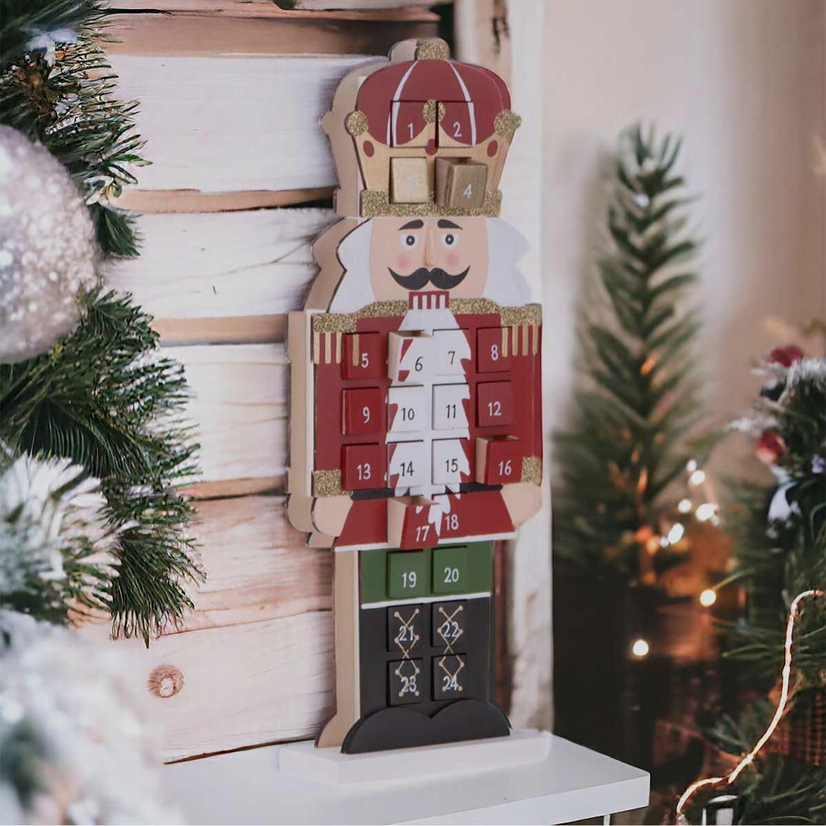 Calendario avvento soldatino legno cassetti 46,5 cm