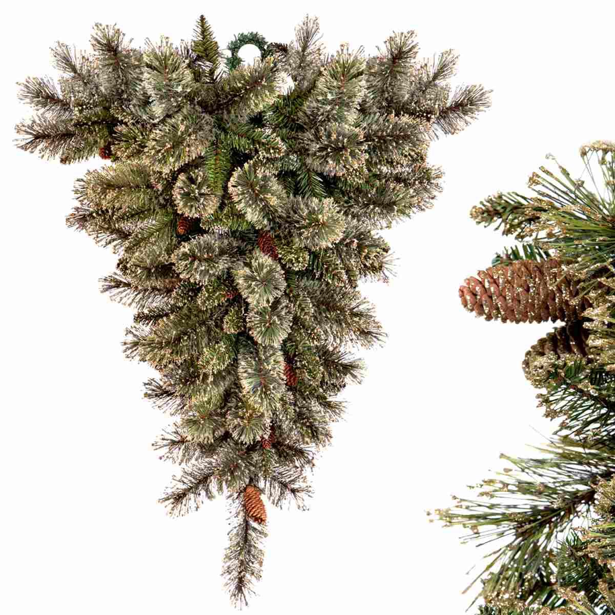 Albero di Natale 150 cm verde abete rovesciato pigne