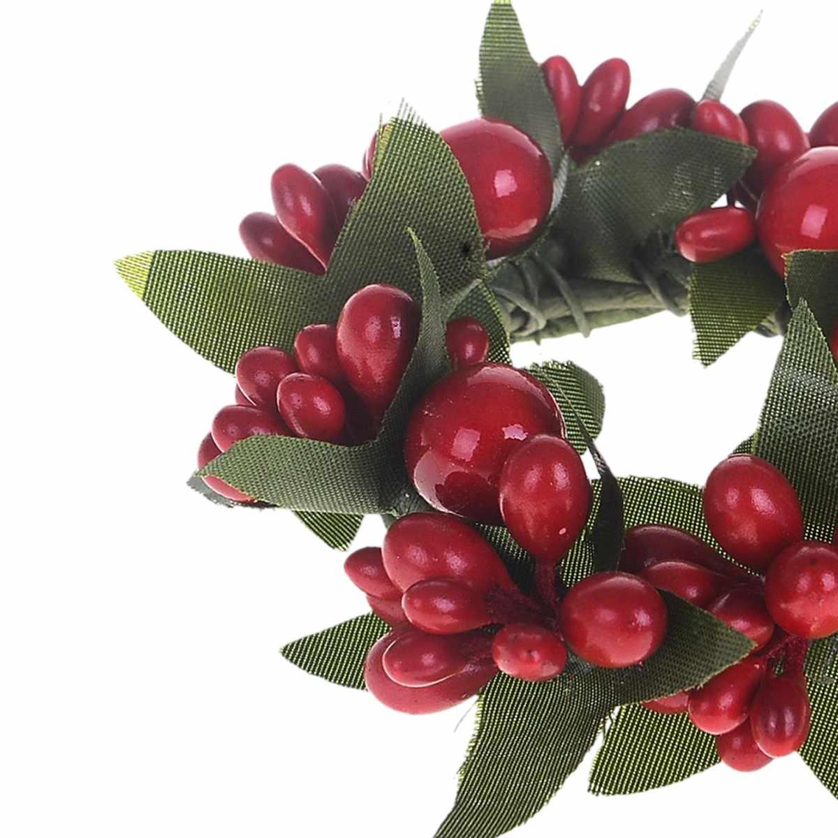 Girocandela natalizio bacche rosse foglie Ø 7 cm