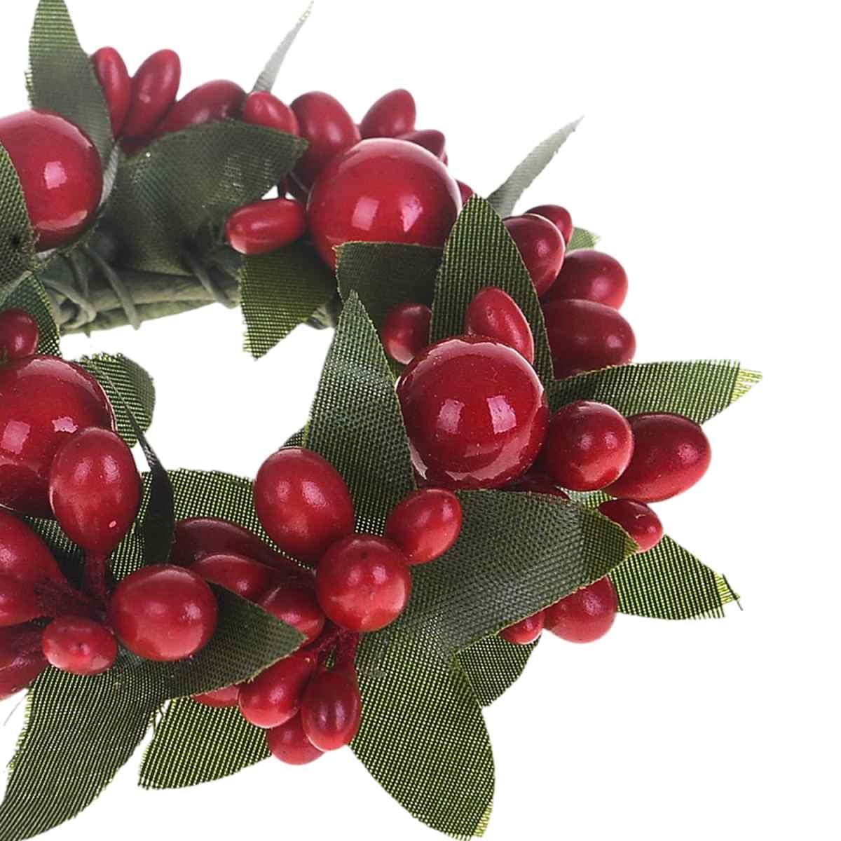 Girocandela natalizio bacche rosse foglie Ø 7 cm