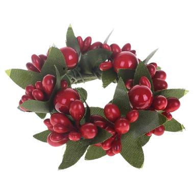 Girocandela natalizio bacche rosse foglie Ø 7 cm
