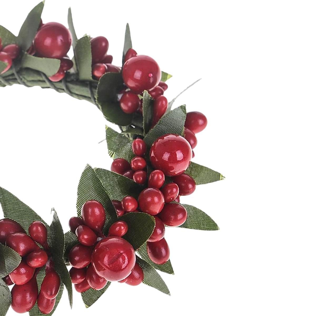 Girocandela natalizio bacche rosse foglie Ø 10 cm