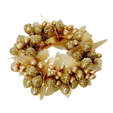 Girocandela natalizio bacche oro foglie Ø 6 cm