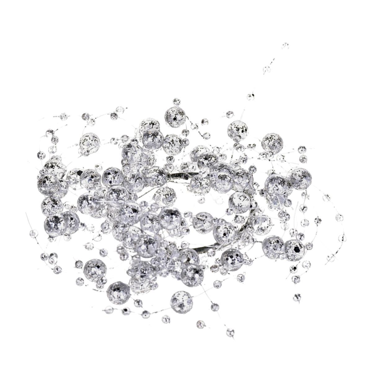 Girocandela natalizio perle mini argento Ø 9 cm