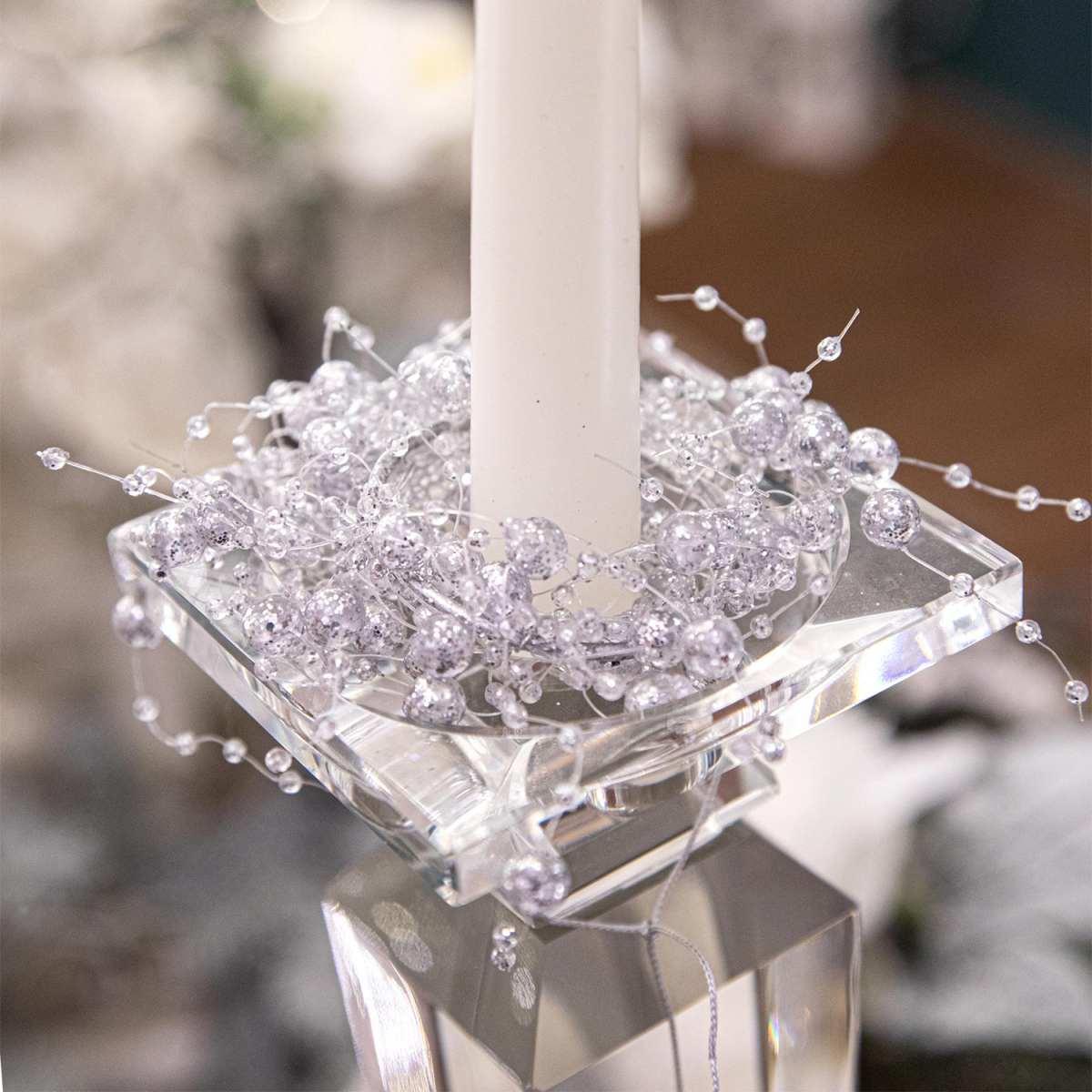 Girocandela natalizio perle mini argento Ø 9 cm