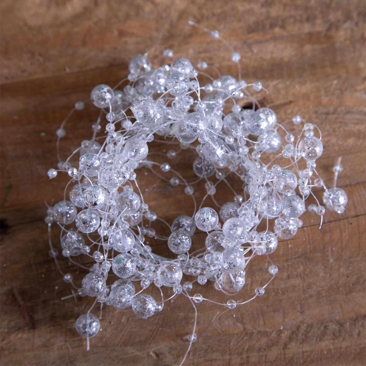 Girocandela natalizio perle mini argento Ø 9 cm