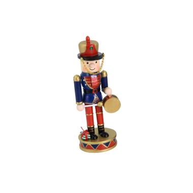 Soldatino schiaccianoci legno tamburo 20 cm
