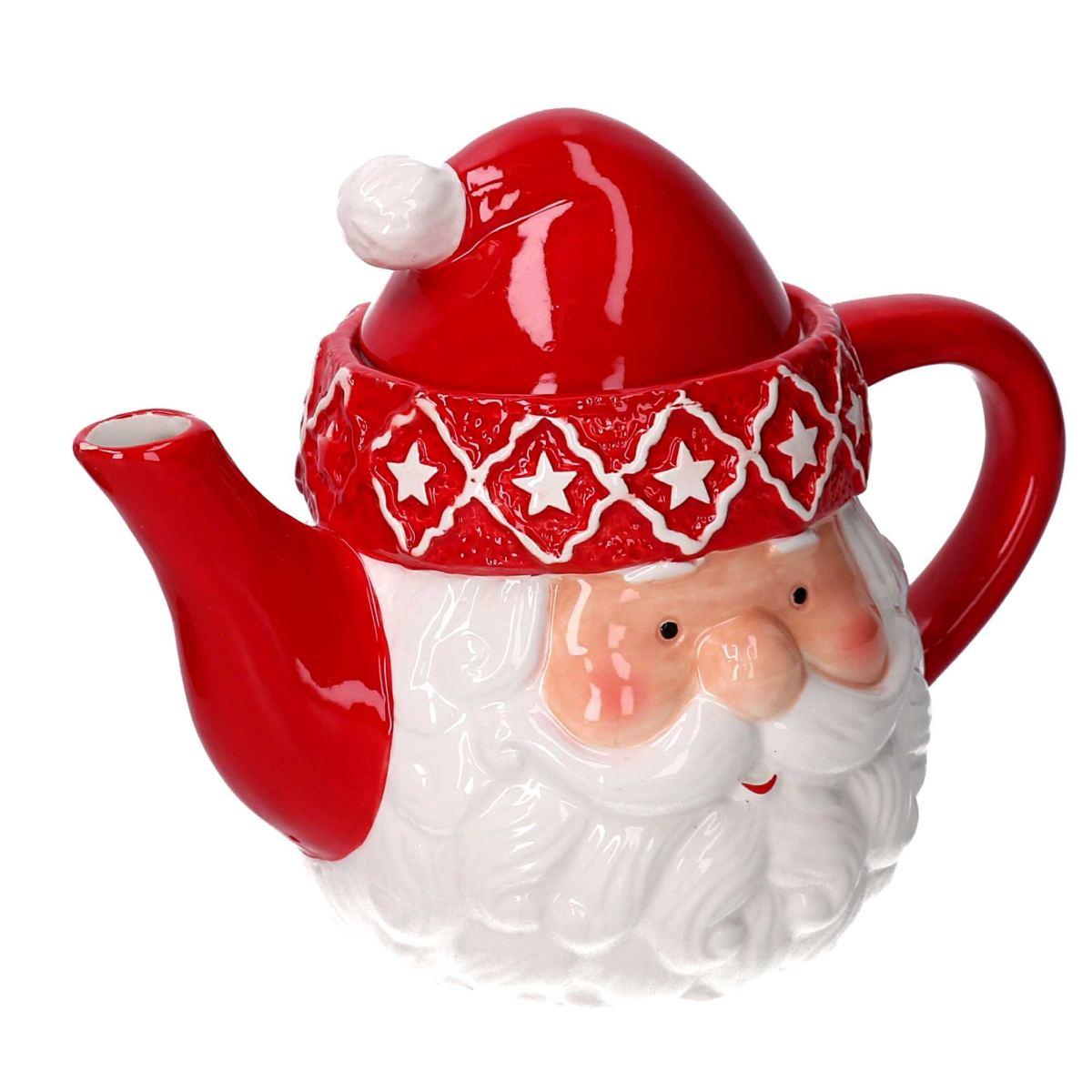 Teiera natalizia ceramica babbo natale 22 cm