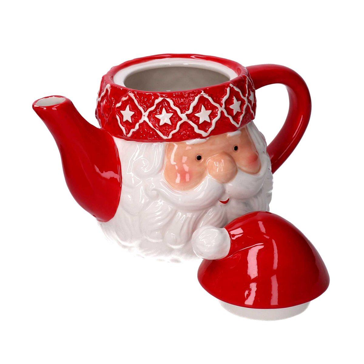 Teiera natalizia ceramica babbo natale 22 cm