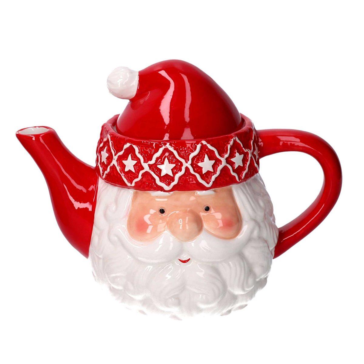 Teiera natalizia ceramica babbo natale 22 cm