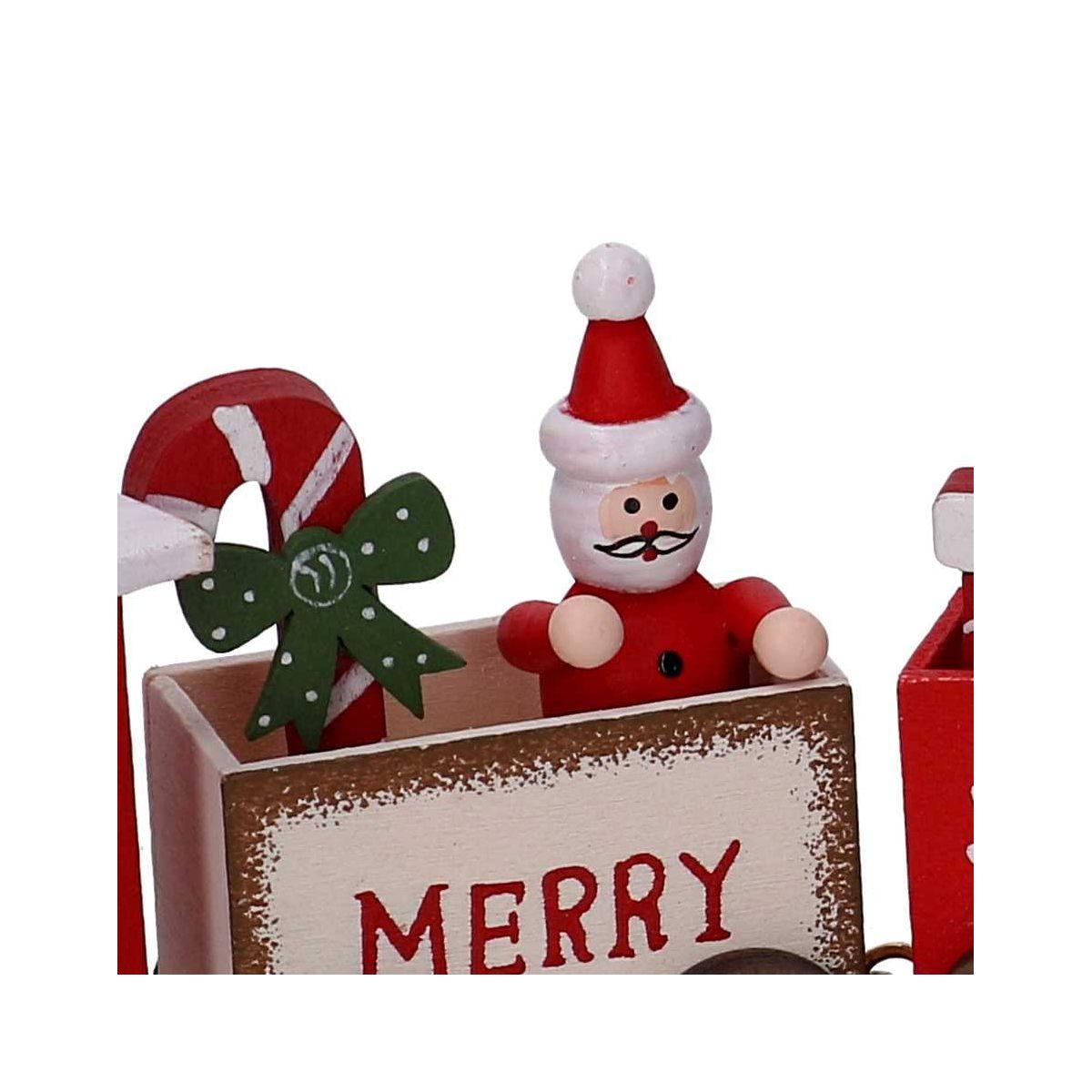 Decorazione natalizia trenino natale legno scritte 28 x 8,5 cm