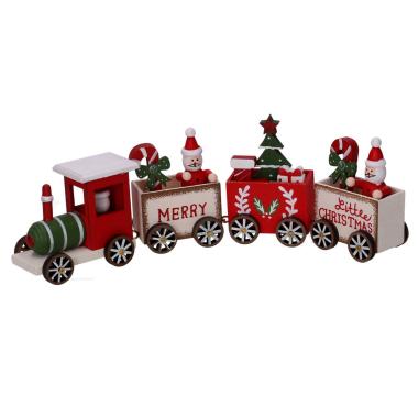Decorazione natalizia trenino natale legno scritte 28 x 8,5 cm