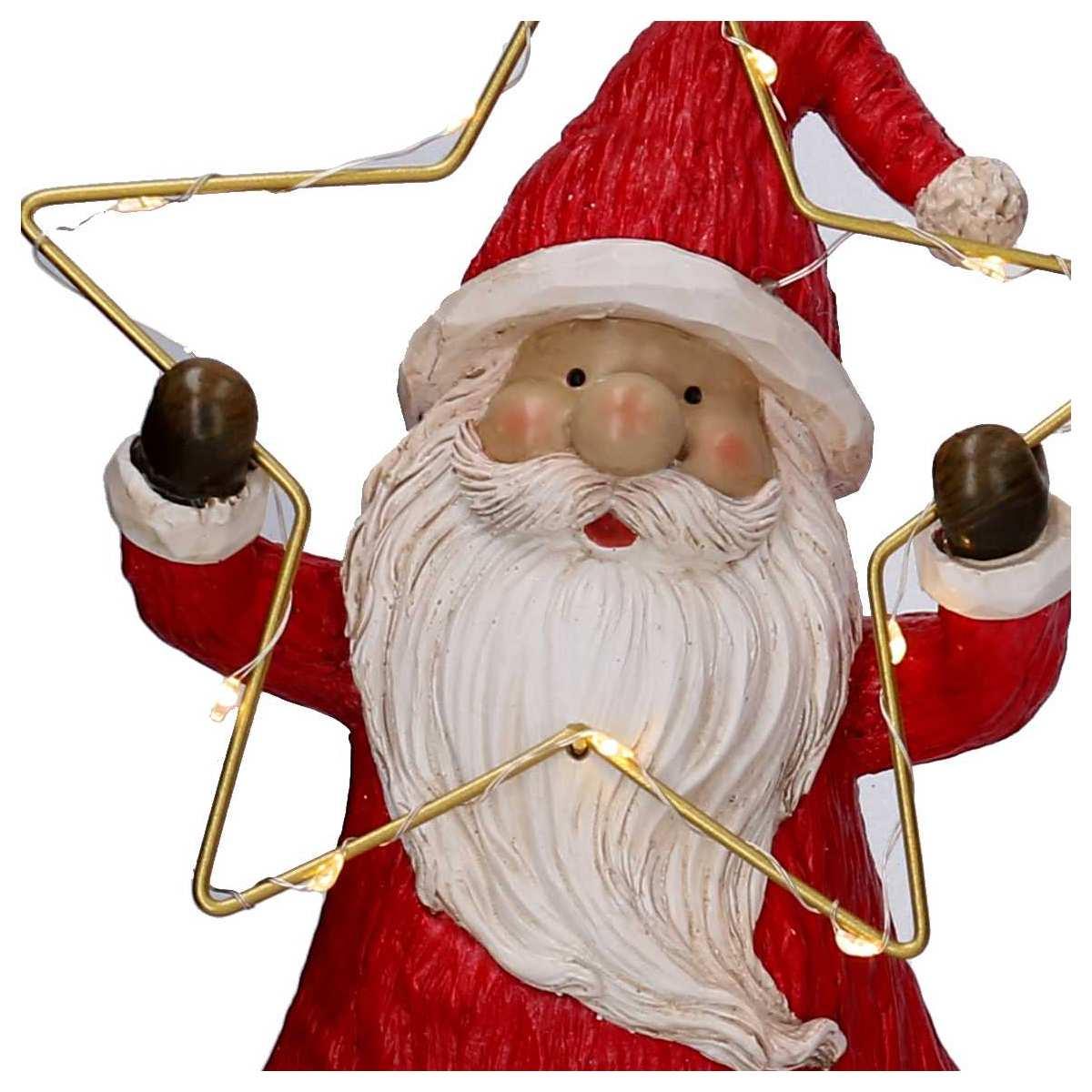 Babbo natale resina rosso stella led 28 cm