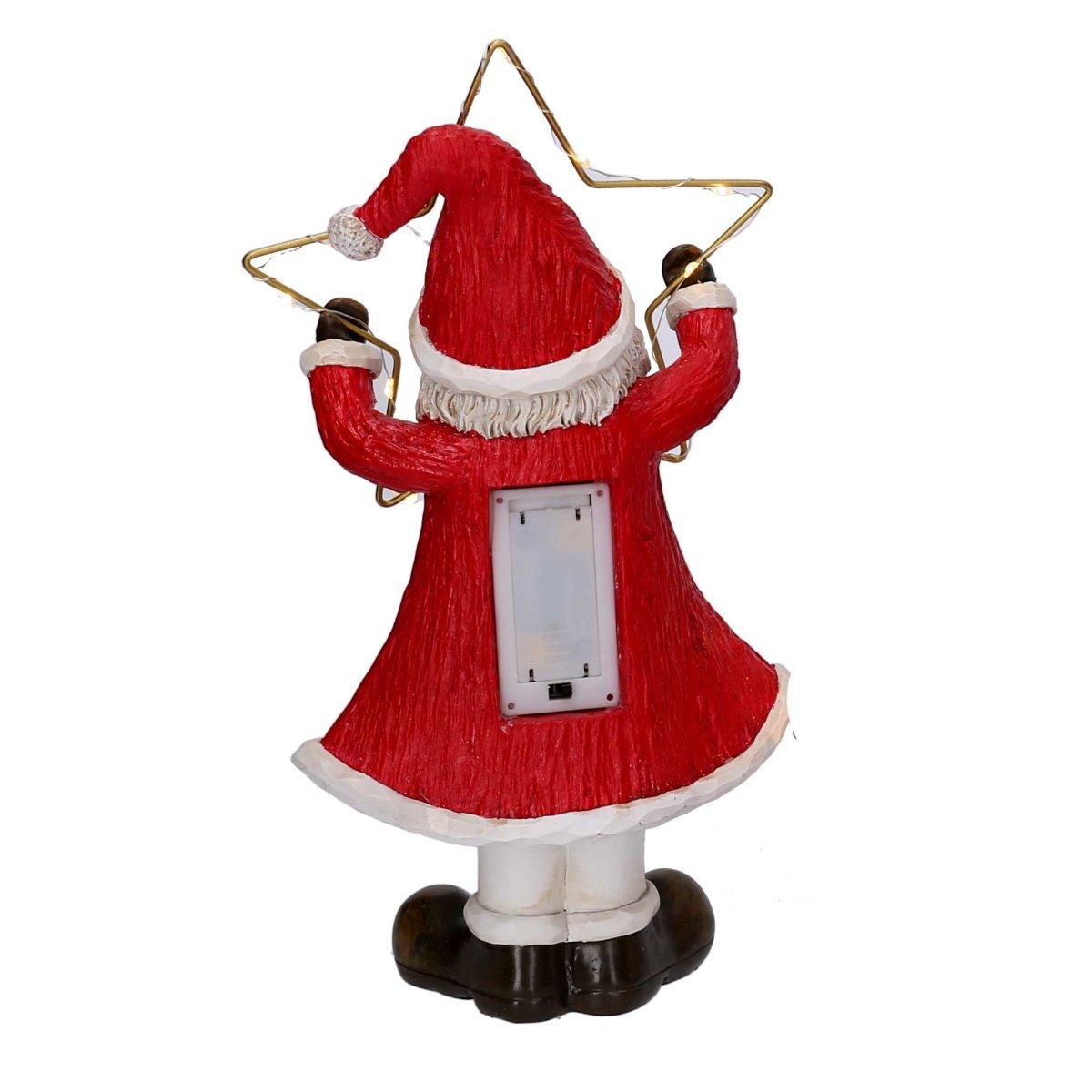 Babbo natale resina rosso stella led 28 cm