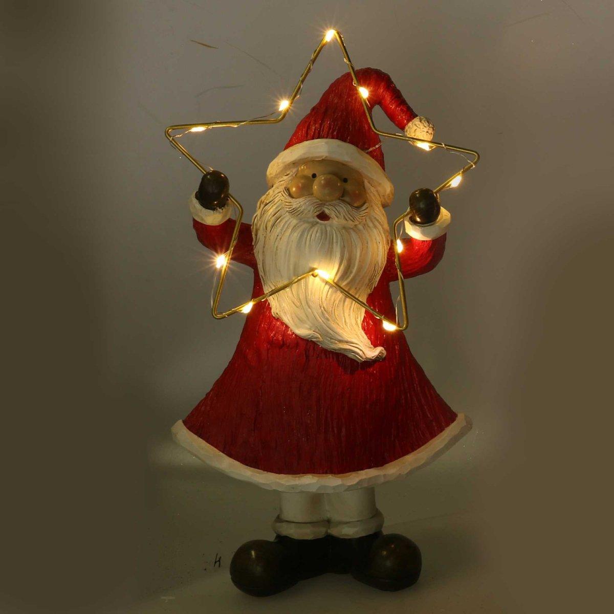 Babbo natale resina rosso stella led 28 cm