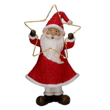 Babbo natale resina rosso stella led 28 cm
