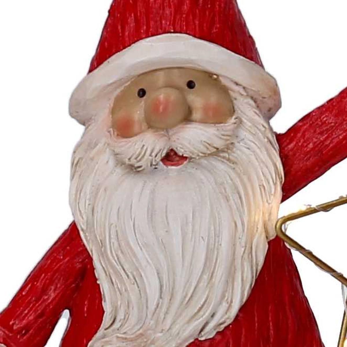 Babbo natale resina rosso stella led 20,5 cm