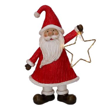 Babbo natale resina rosso stella led 20,5 cm
