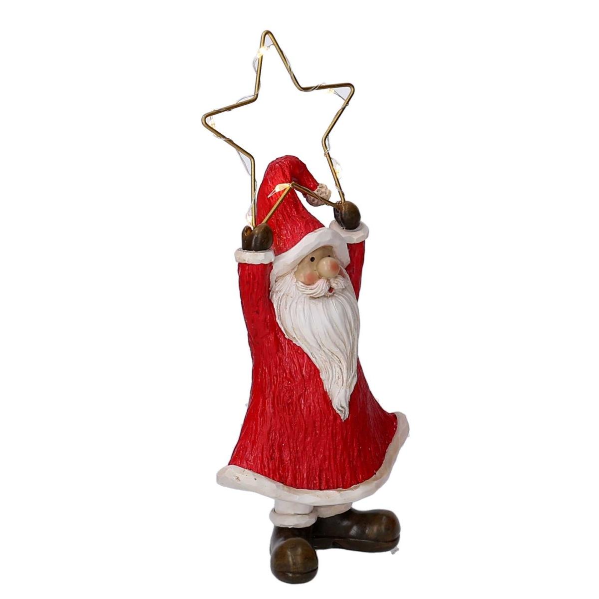 Babbo natale resina rosso stella led 21 cm