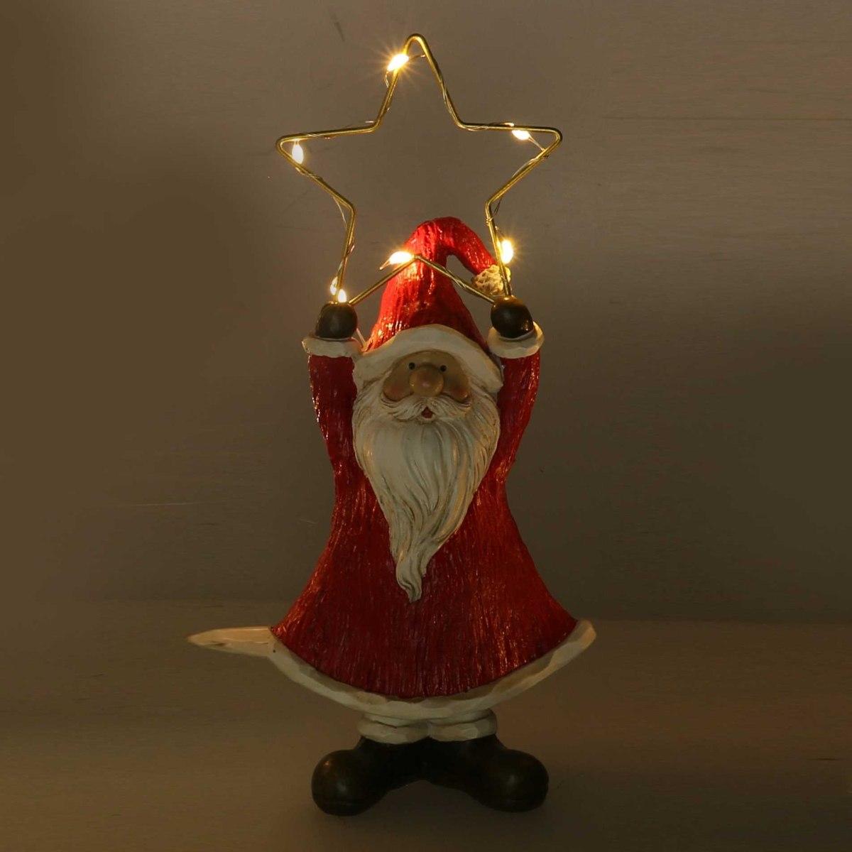 Babbo natale resina rosso stella led 21 cm