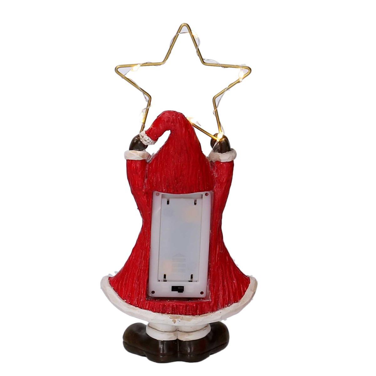 Babbo natale resina rosso stella led 21 cm