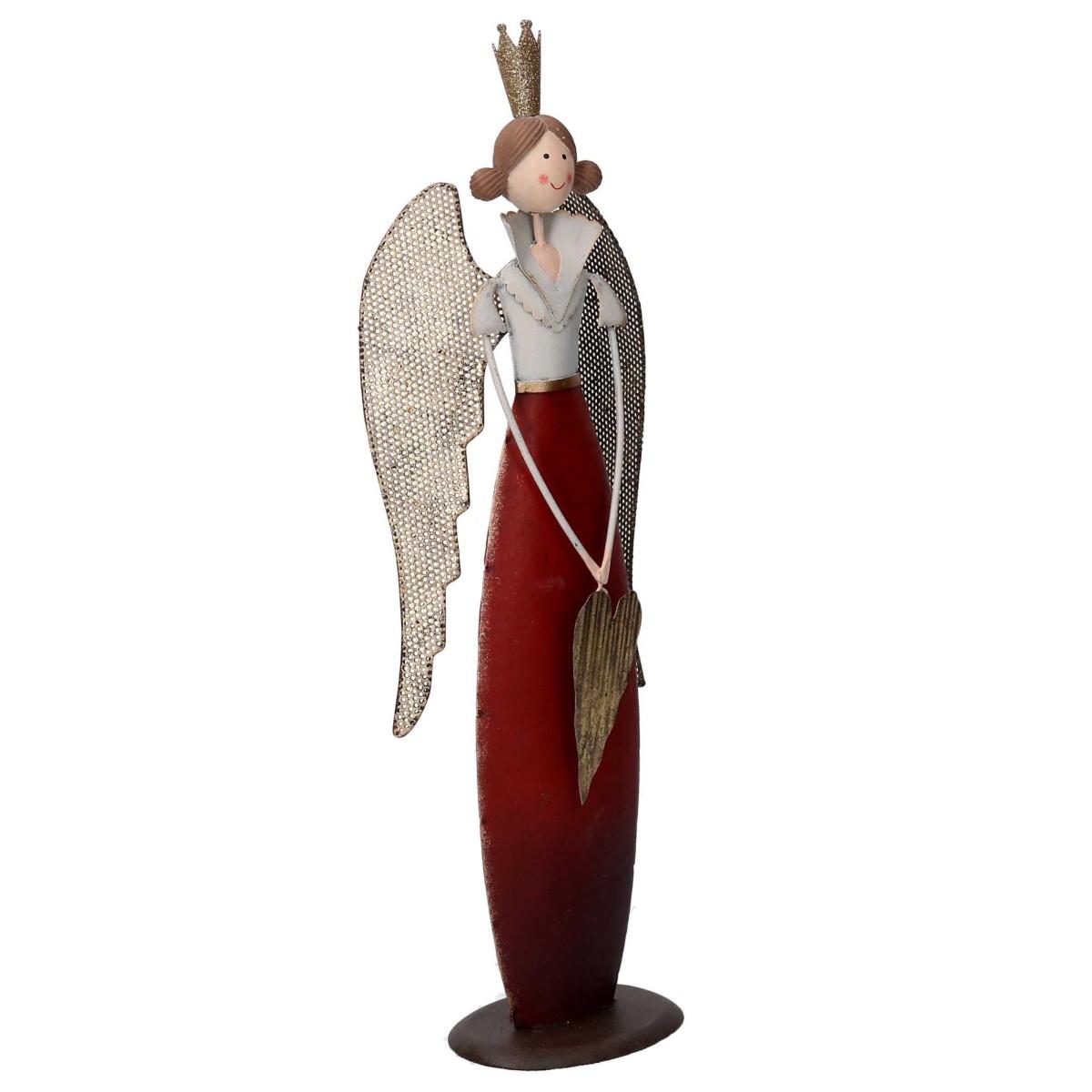 Angelo metallo rosso oro 34,5 cm