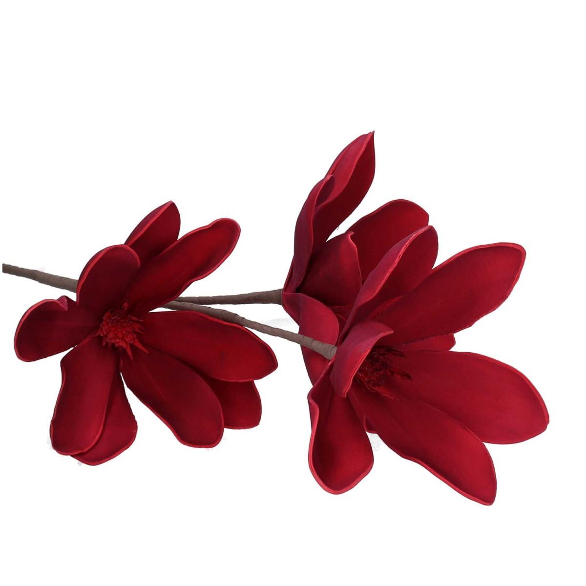 Fiore magnolia x3 rossa in pvc 95 cm