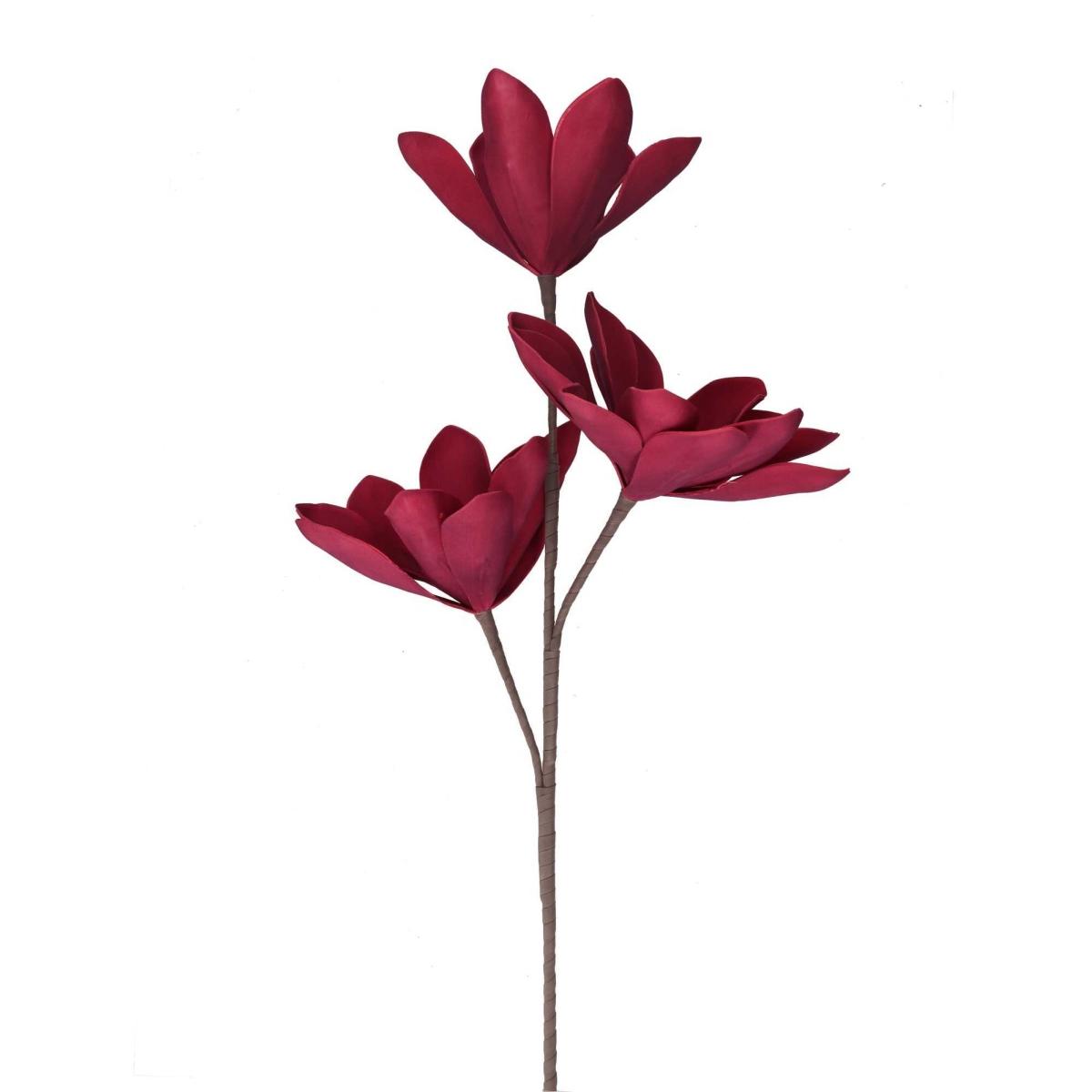 Fiore magnolia x3 rossa in pvc 95 cm