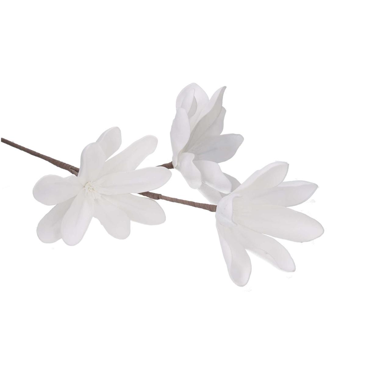 Fiore magnolia x3 bianca in pvc 95 cm