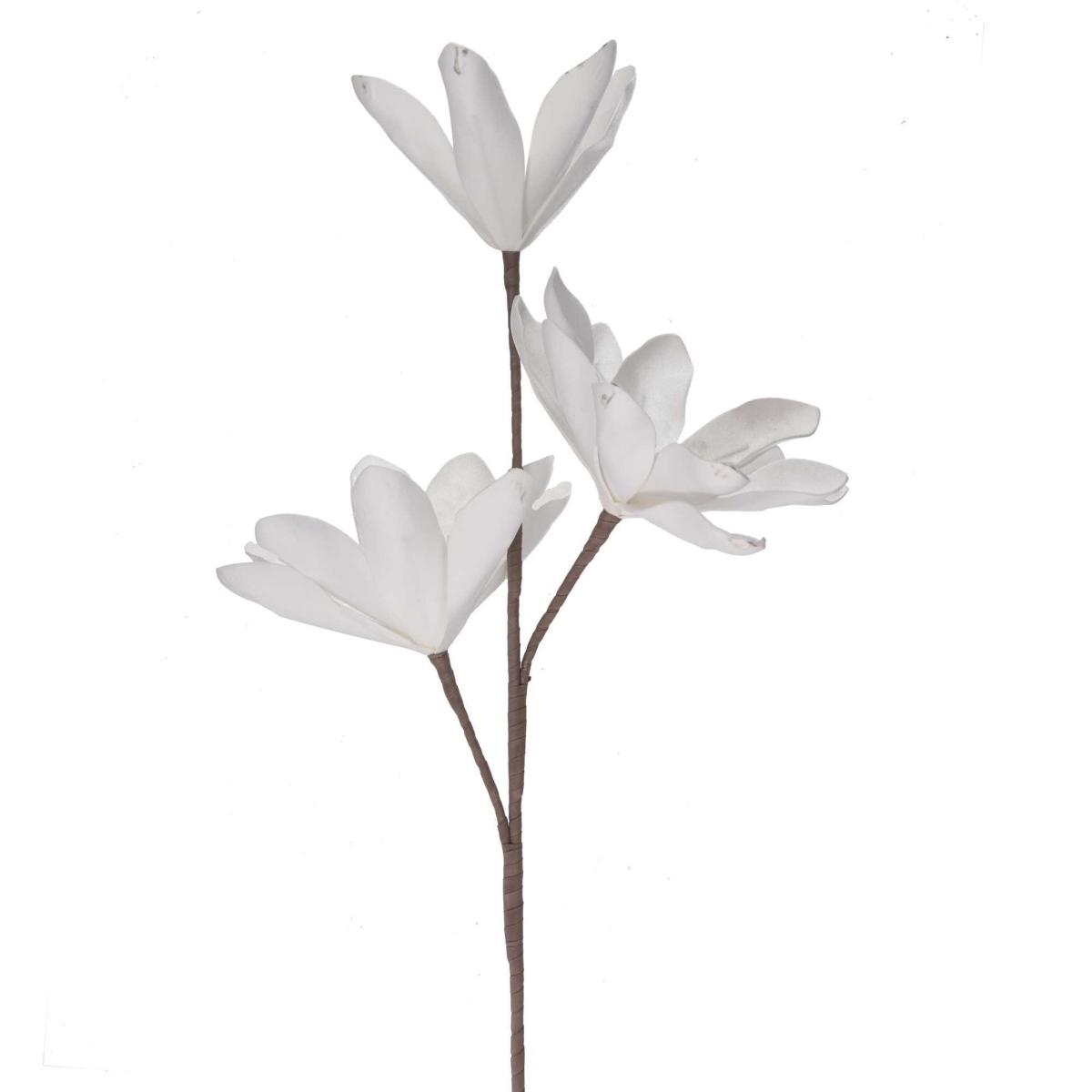Fiore magnolia x3 bianca in pvc 95 cm